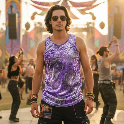 Crushed Velvet Tank Top | Purple Marble