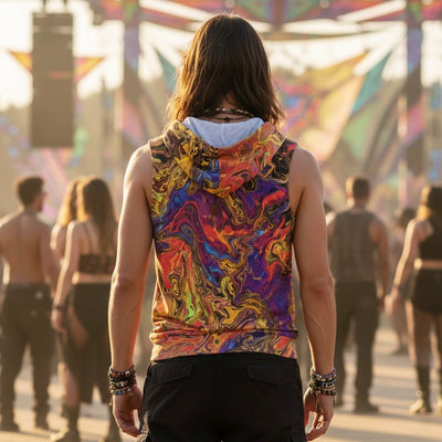 Cotton Sleeveless Hooded Tank | Liquid Fire