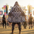 Cosmic Cross Silver Men's Festival Cloak front view with mystical cloak