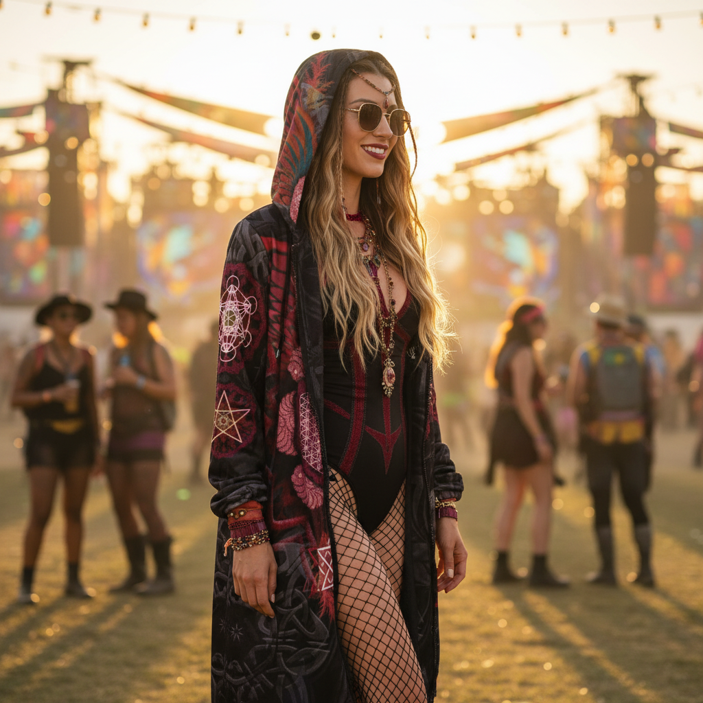 Red Black Angel Catcher Women's Festival Cloak