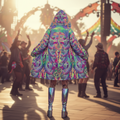Shroom Flower Of Life Pastel Rainbow Women's Festival Cloak