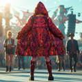 Red Shroom Flower Of Life Women's Festival Cloak