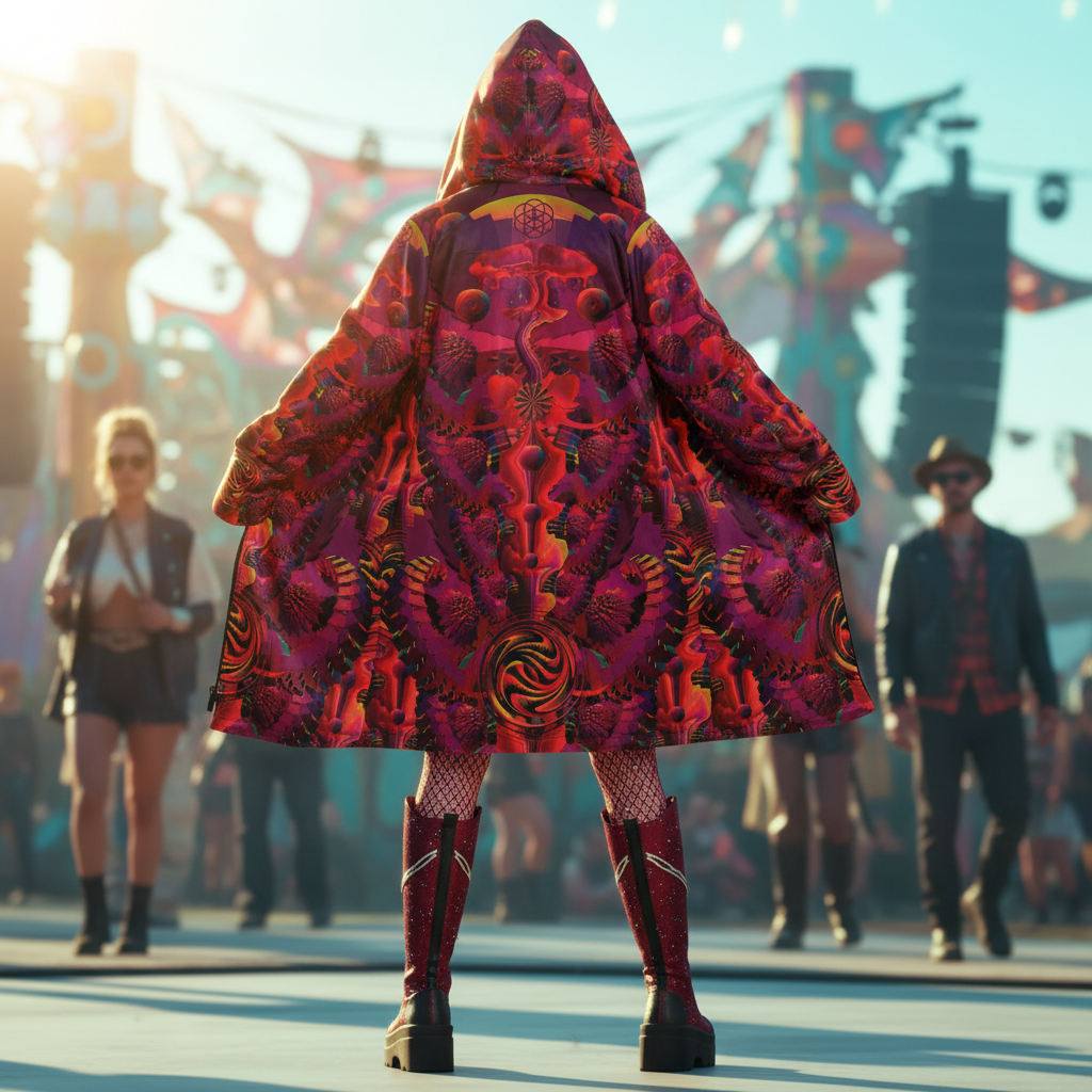 Red Shroom Flower Of Life Women's Festival Cloak