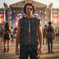 Mystical Egypt Cotton Sleeveless Pullover Hoodie Vest