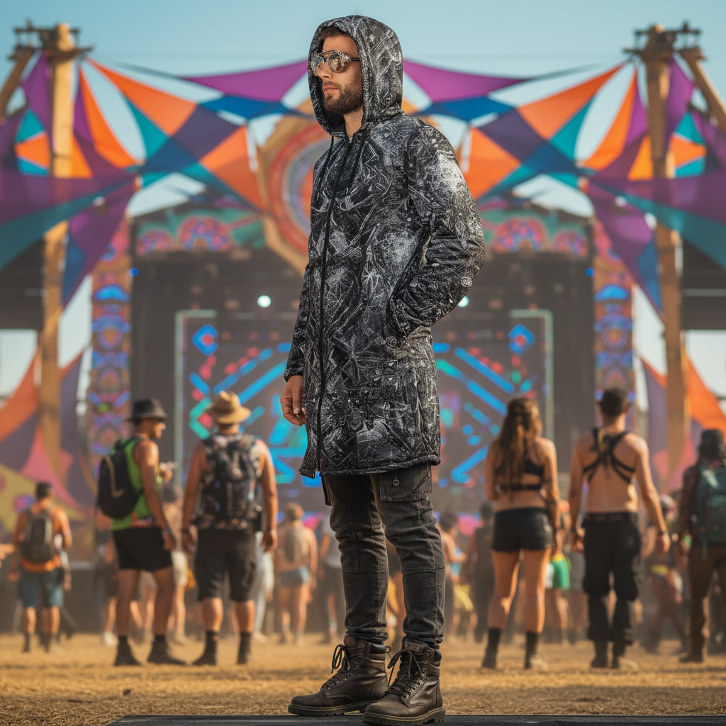 Black Cosmic Cross Men's Festival Cloak