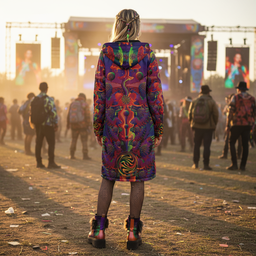 Shroom Flower Of Life Ultra Rainbow Women's Festival Cloak