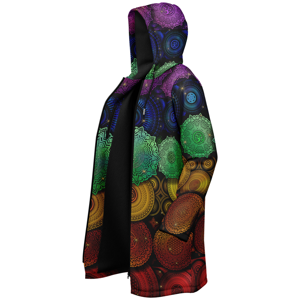 Chakra Mandala Women's Festival Cloak detail view with spiritual fashion