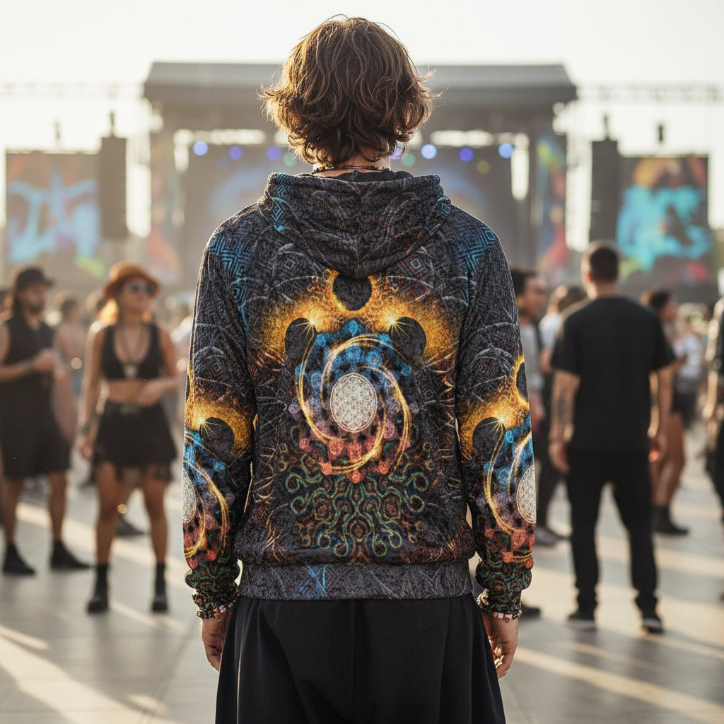 Crushed Velvet Pullover Hoodie | Solar Eclipse