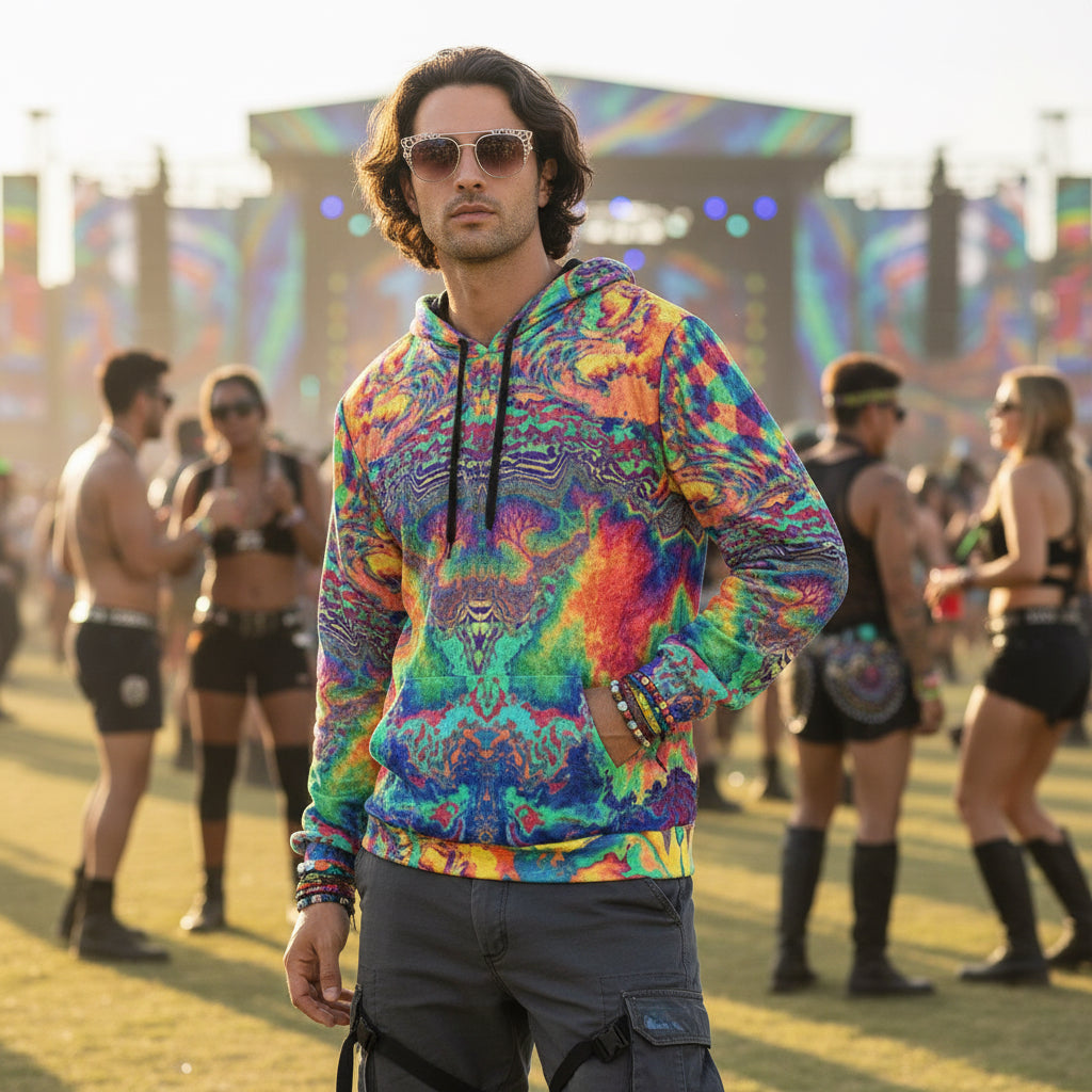 Crushed Velvet Pullover Hoodie | Acid Melt