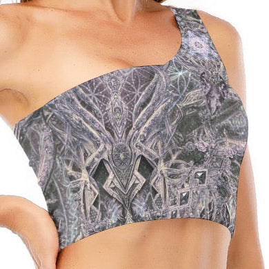 One-Shoulder Crop Top | Cosmic Cross Silver