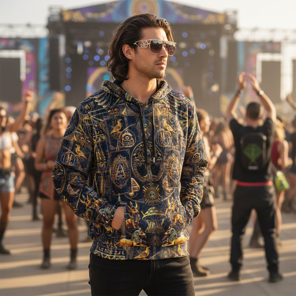 Crushed Velvet Pullover Hoodie | Egyptian Atlantis