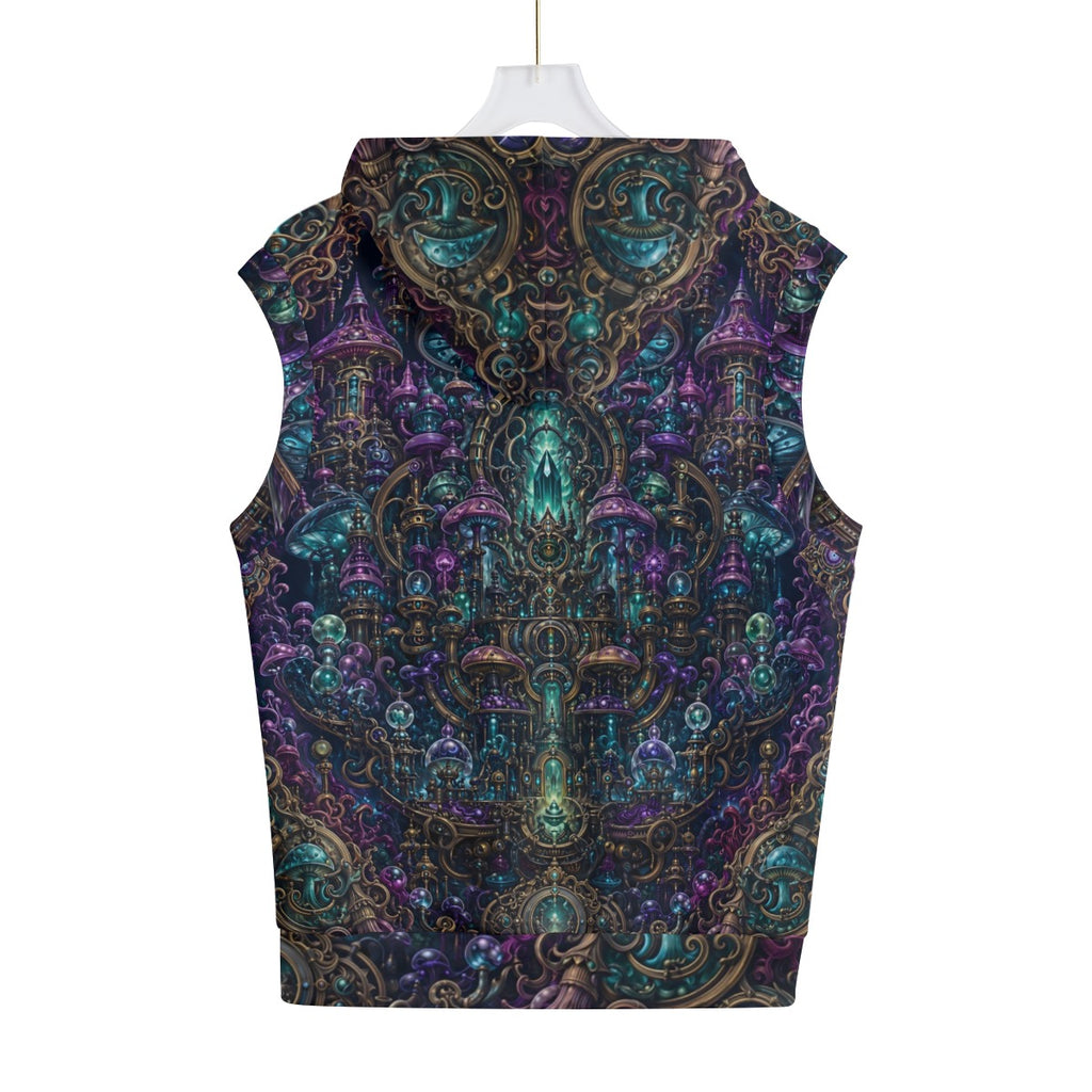 Unisex Cotton Sleeveless Hooded Tank | Crystal Shroom Kingdom