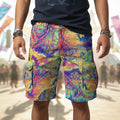 Windowpane men's cargo shorts side view with trippy rave style