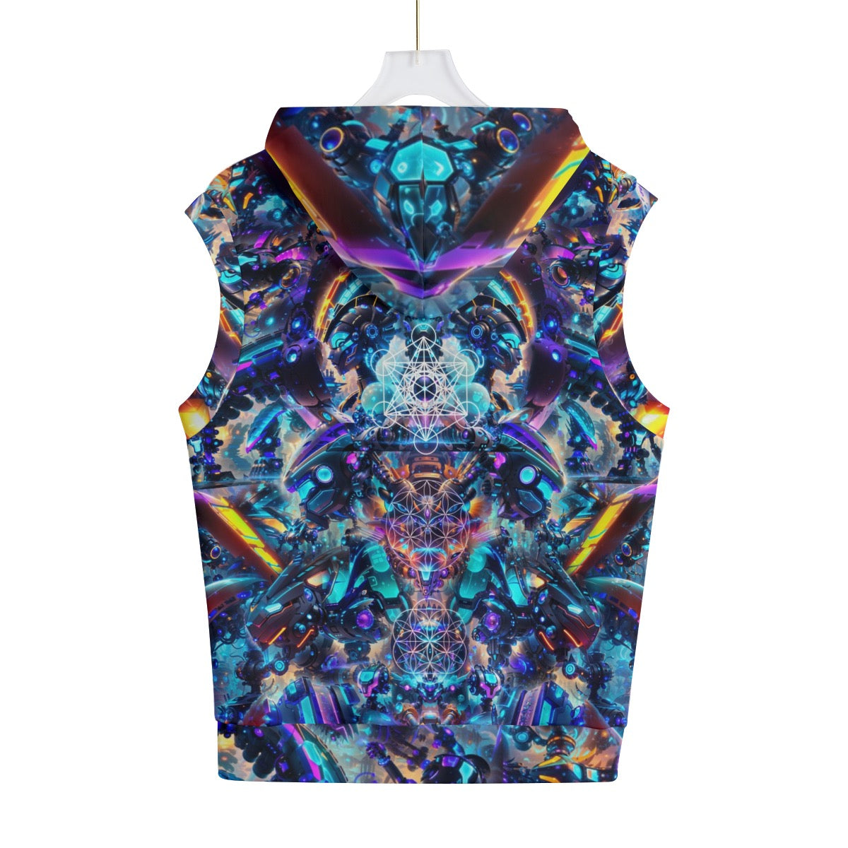 Cyber Punk Mech Cotton Sleeveless Pullover Hoodie Vest
