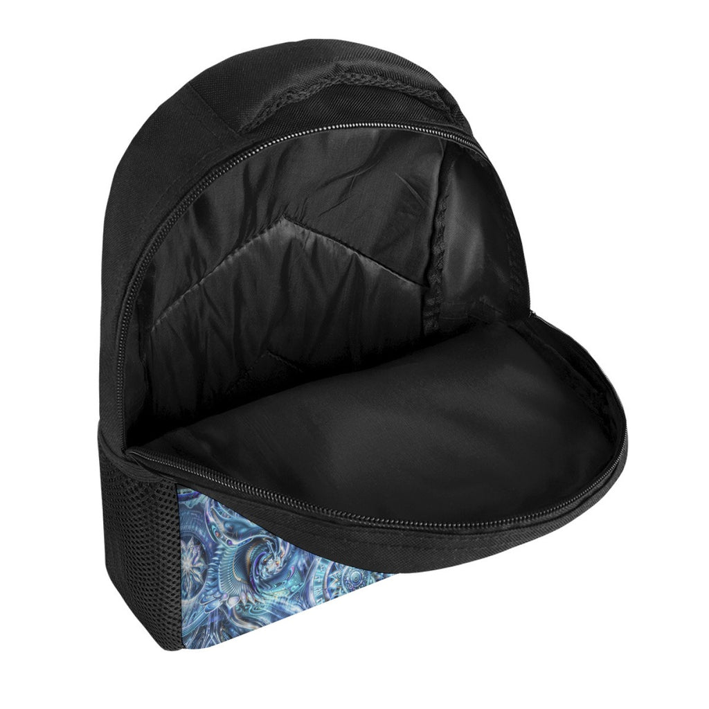 Dreamweaver rave bag side angle with psychedelic design