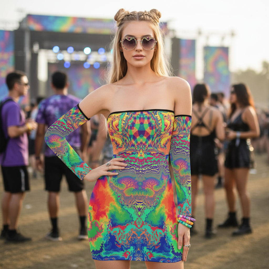 Lace-Up Tube Dress | Acid Melt