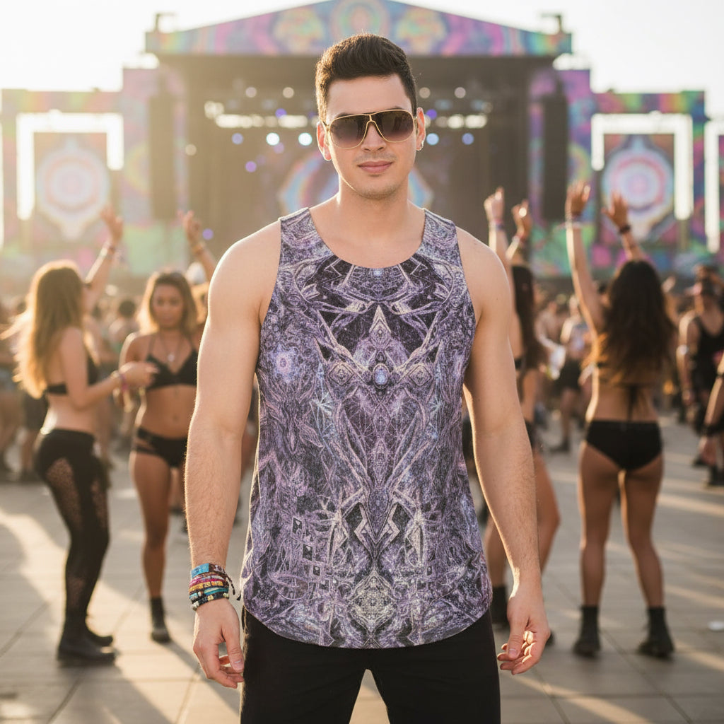 Crushed Velvet Tank Top | Cosmic Cross Silver