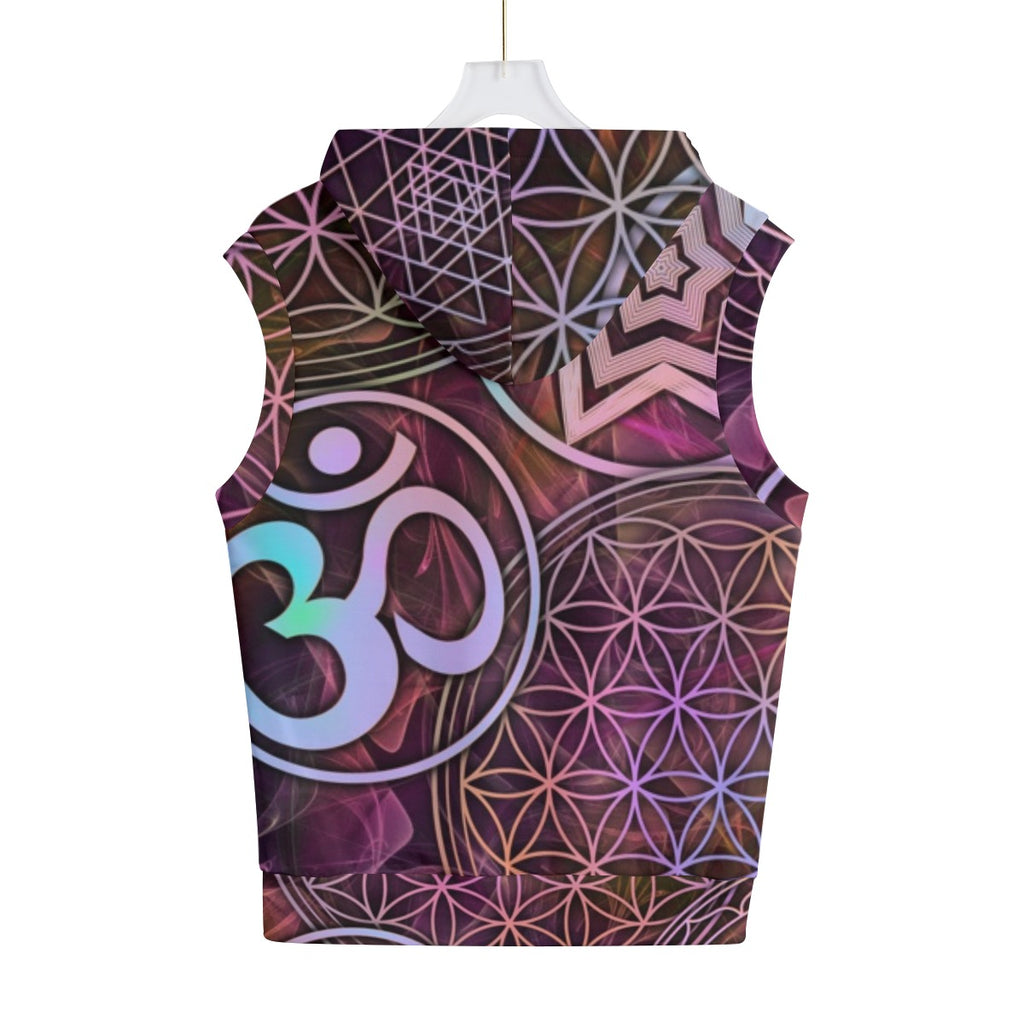 Sacred Geo Cotton Sleeveless Pullover Hoodie Vest