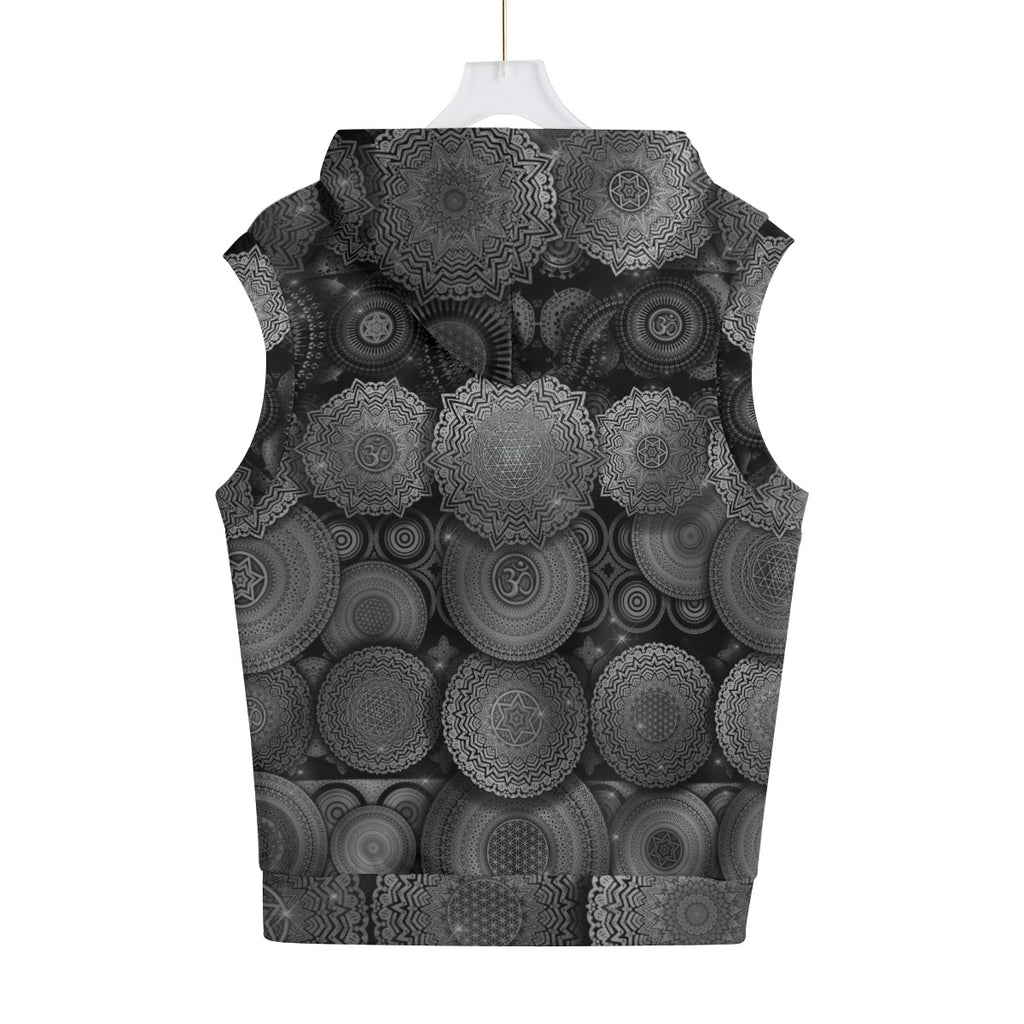 Void Mandala Cotton Sleeveless Pullover Hoodie Vest