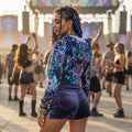 Cyber Punk Mech women's rave crop hoodie back view