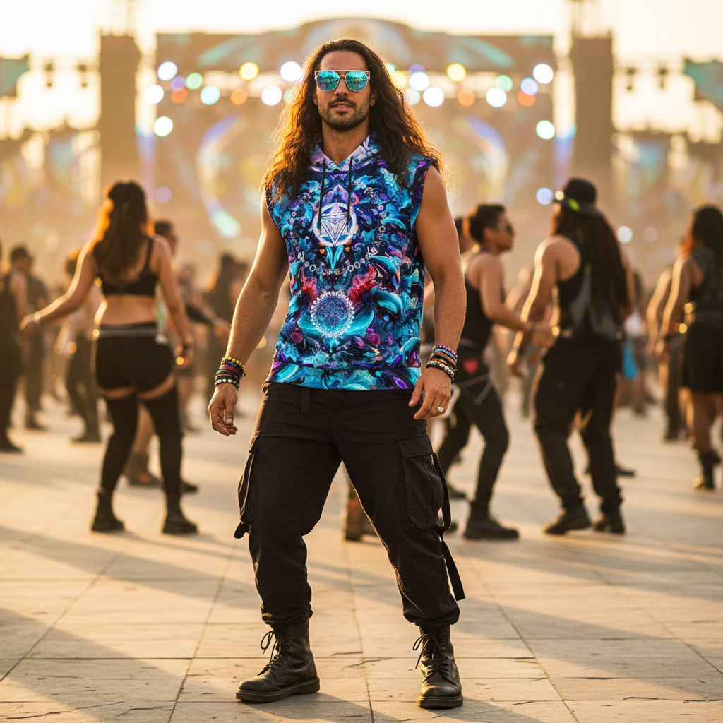 Alien Cyber Punk Mech Cotton Sleeveless Pullover Hoodie Vest