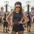Enochian Vision women's sheer mesh bodycon dress front view with visionary psychedelic pattern