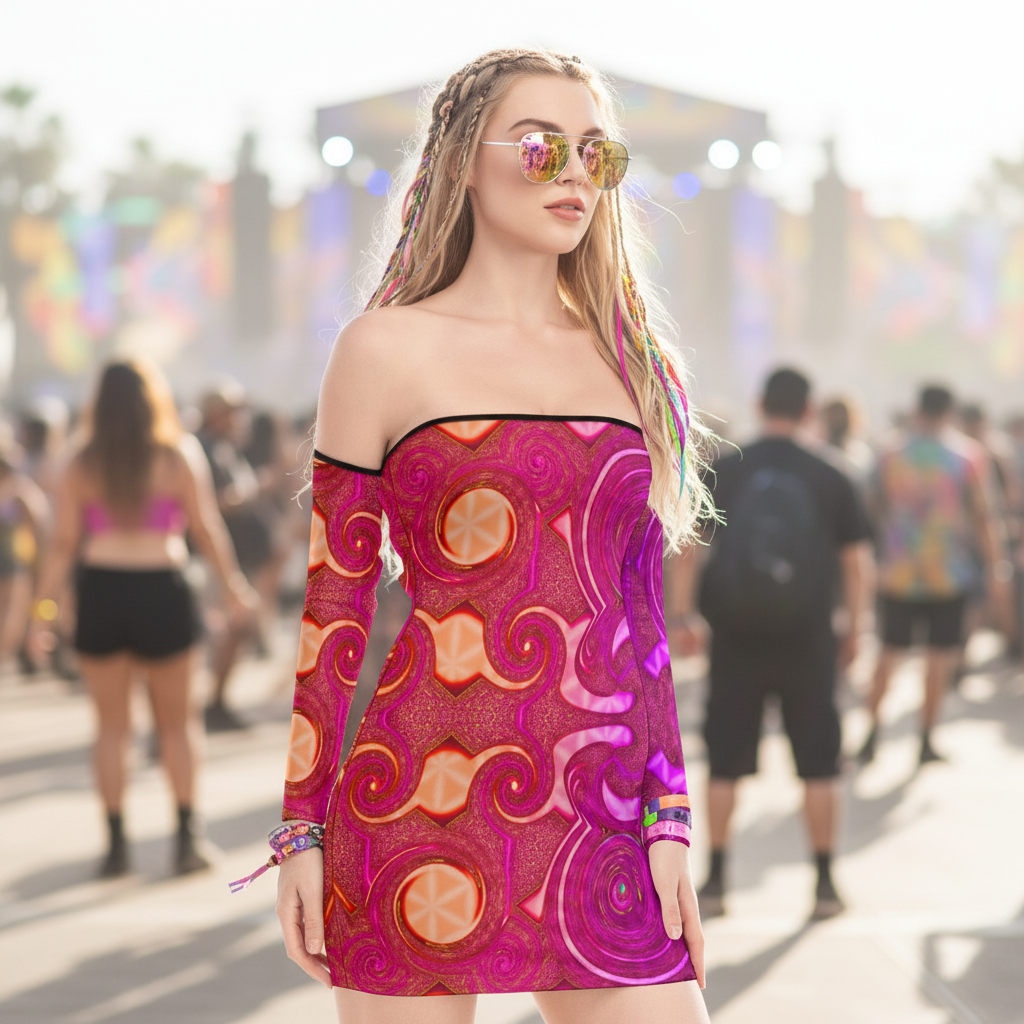 Lace-Up Tube Dress | Psy Swirl