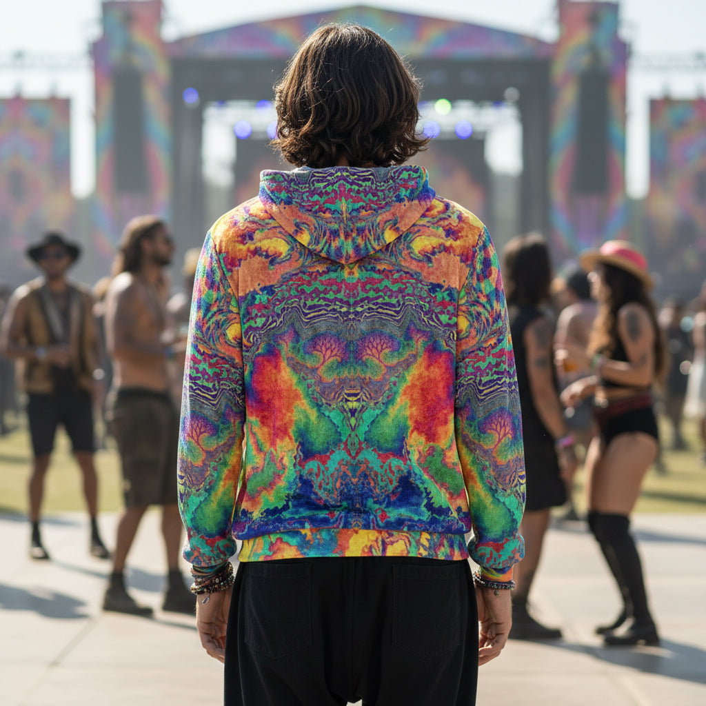Crushed Velvet Pullover Hoodie | Acid Melt