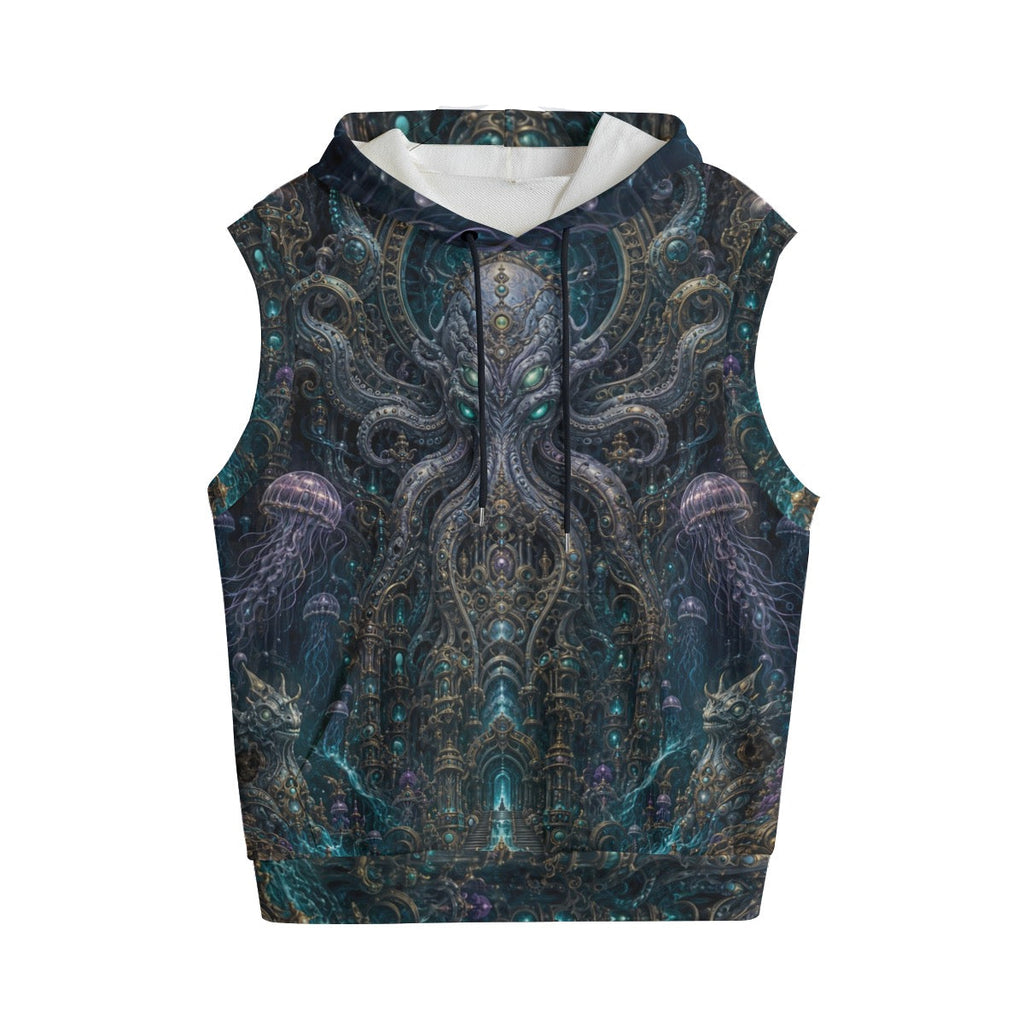 Cotton Sleeveless Hooded Vest | Mechanical Kraken