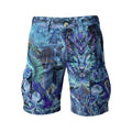 Dreamweaver men's cargo shorts front view with psychedelic artwork
