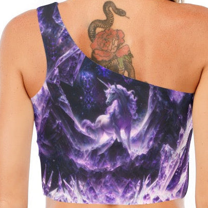 One-Shoulder Crop Top | Amethyst Unicorn