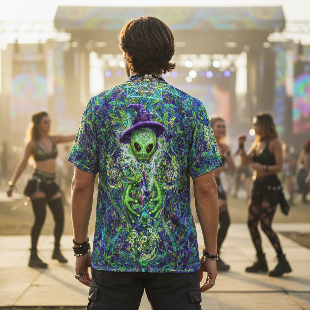 Crushed Velvet Polo Shirt | Alien Wizard Stoner