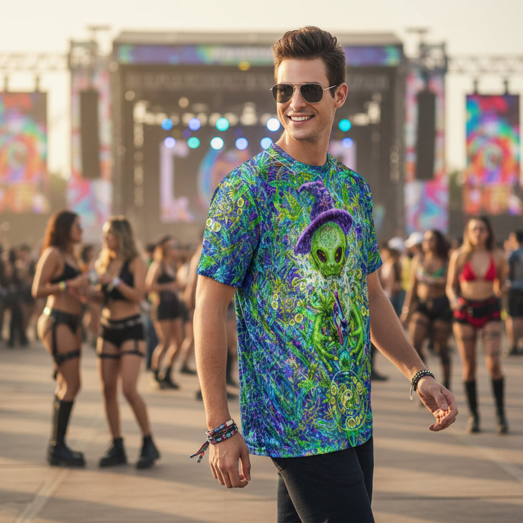 Crushed Velvet T-Shirt | Alien Wizard Stoner