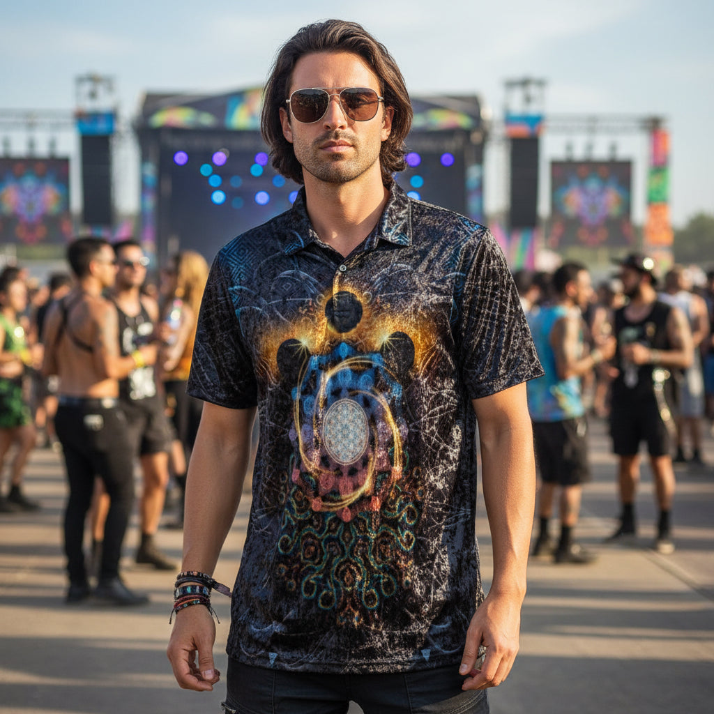 Crushed Velvet Polo Shirt | Solar Eclipse