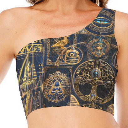 One-Shoulder Crop Top | Egyptian Atlantis
