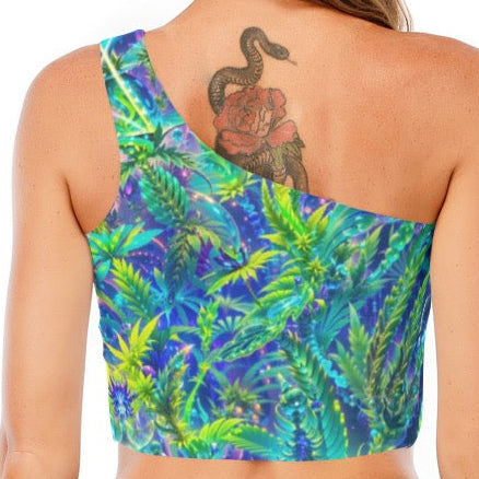 One-Shoulder Crop Top | Alien Wizard Stoner