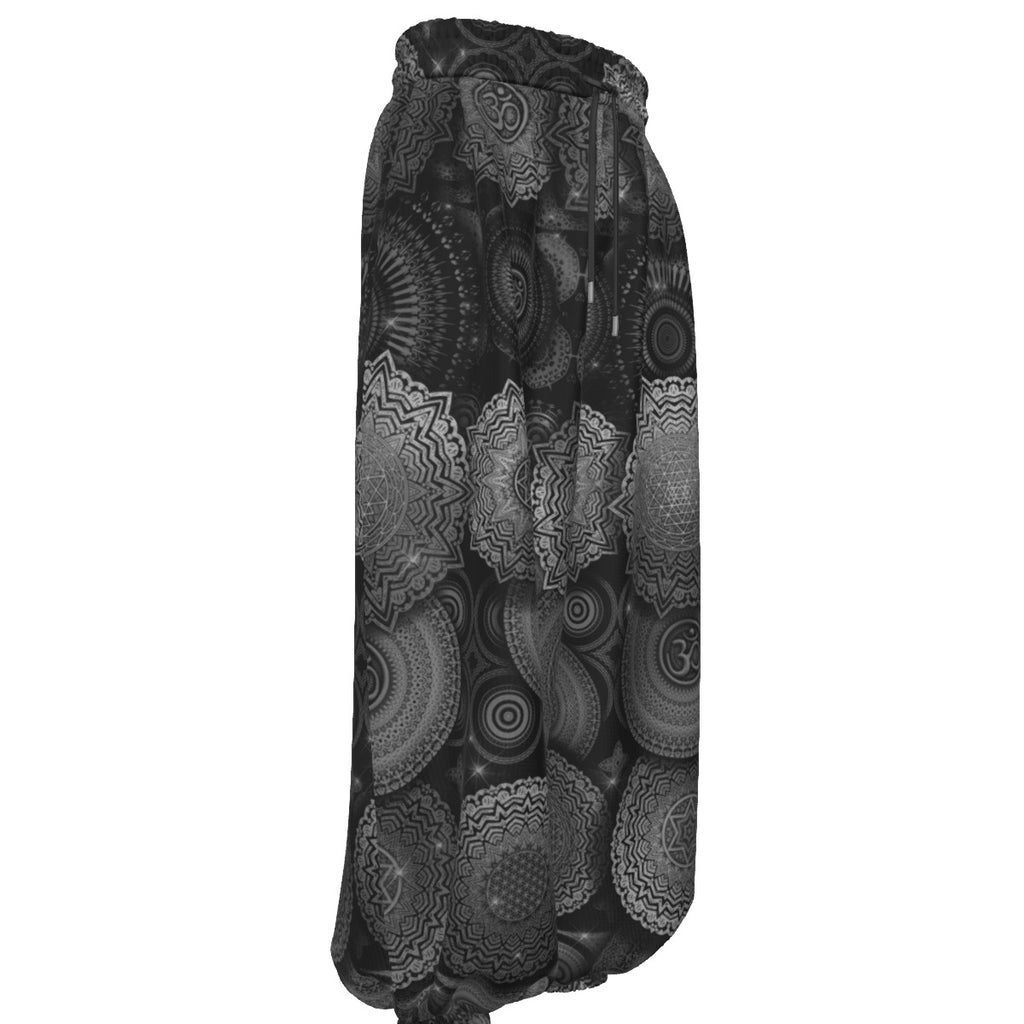 Void Mandala men's festival pants back view with flowy harem fit