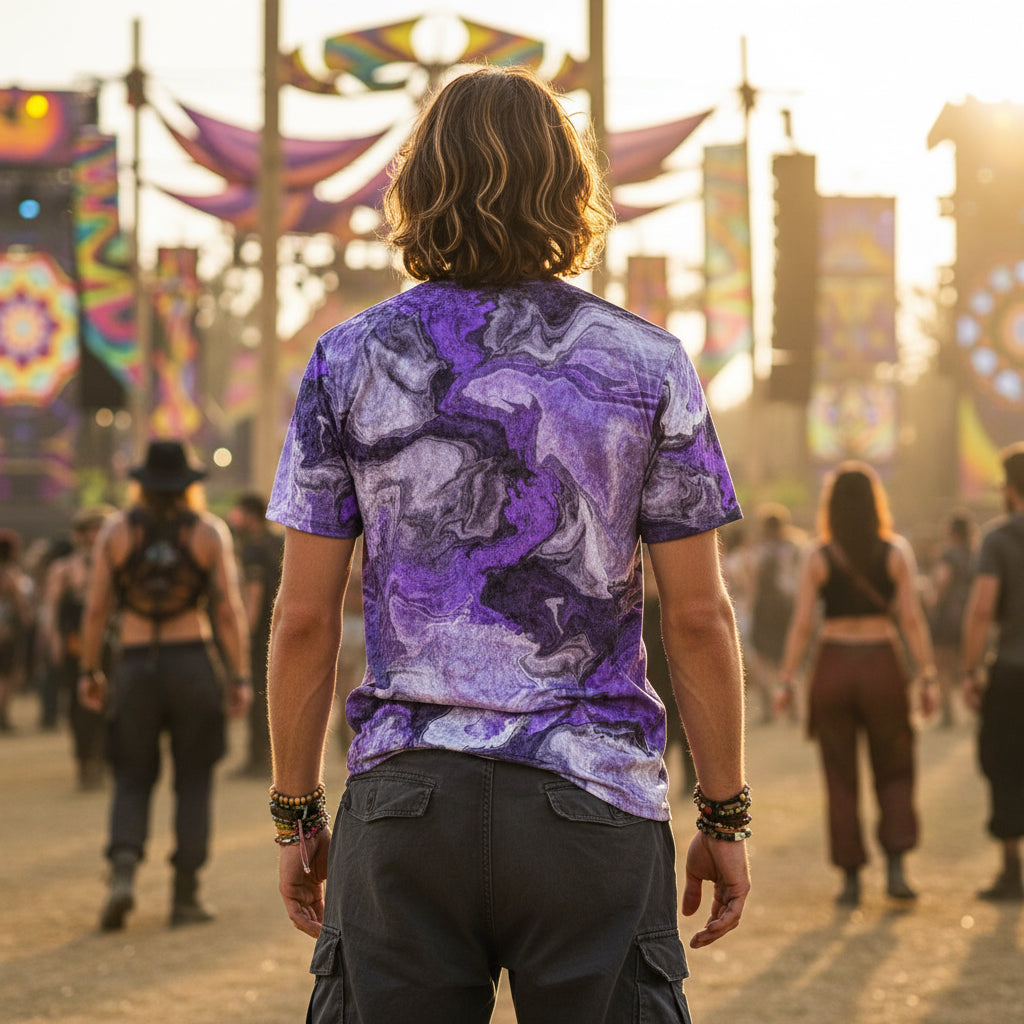 Purple Marble Crushed Velvet T-Shirt