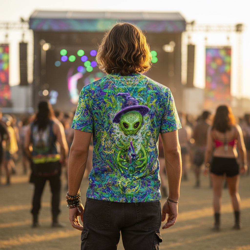 Alien Wizard Stoner Cotton T-Shirt