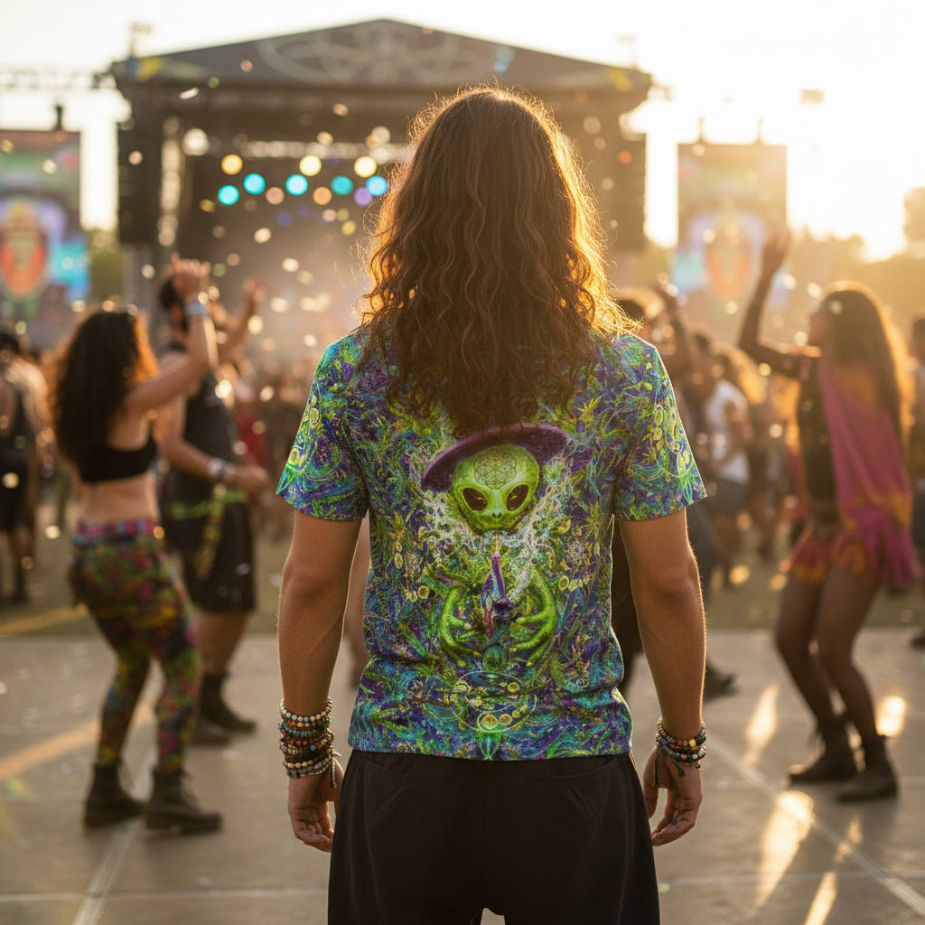 Alien Wizard Stoner Cotton T-Shirt