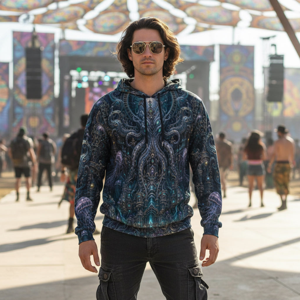 Crushed Velvet Pullover Hoodie | Mechanical Kraken