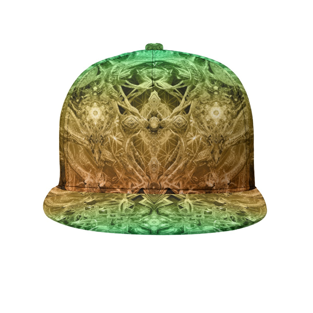 Snapback Hat | Green Orange Gradient Cosmic Cross