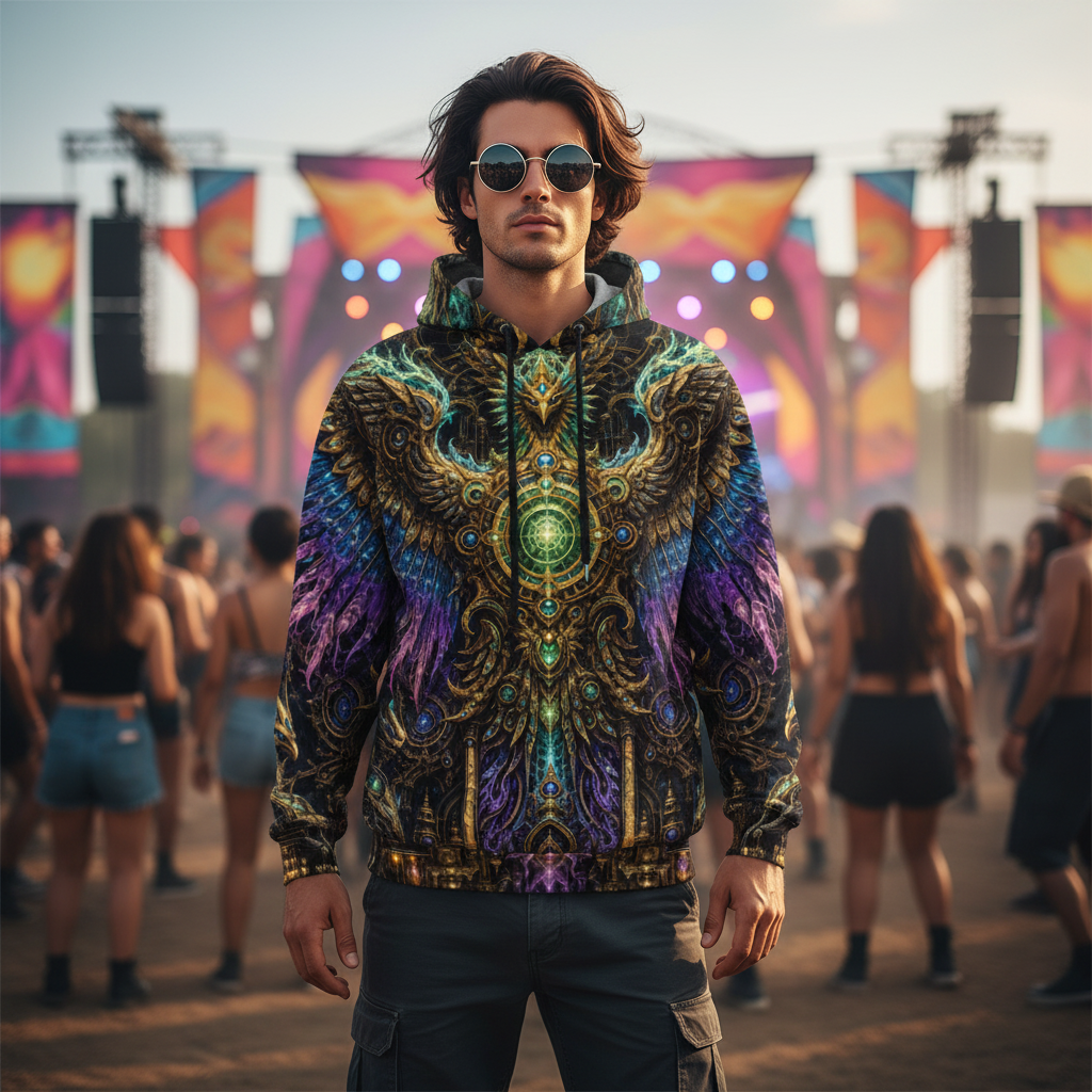 Cotton Unisex Pullover Hoodie | Golden Phoenix