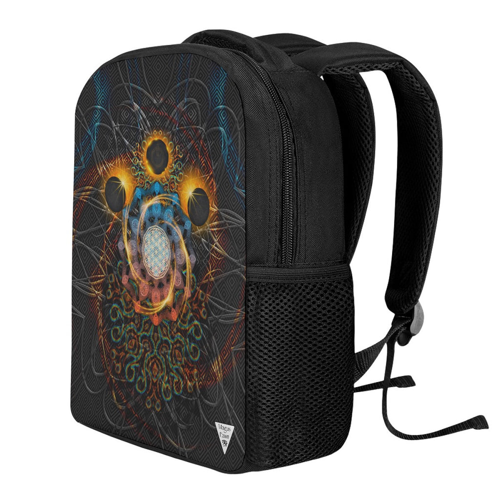 Solar Eclipse rave bag side angle with eclipse artwork