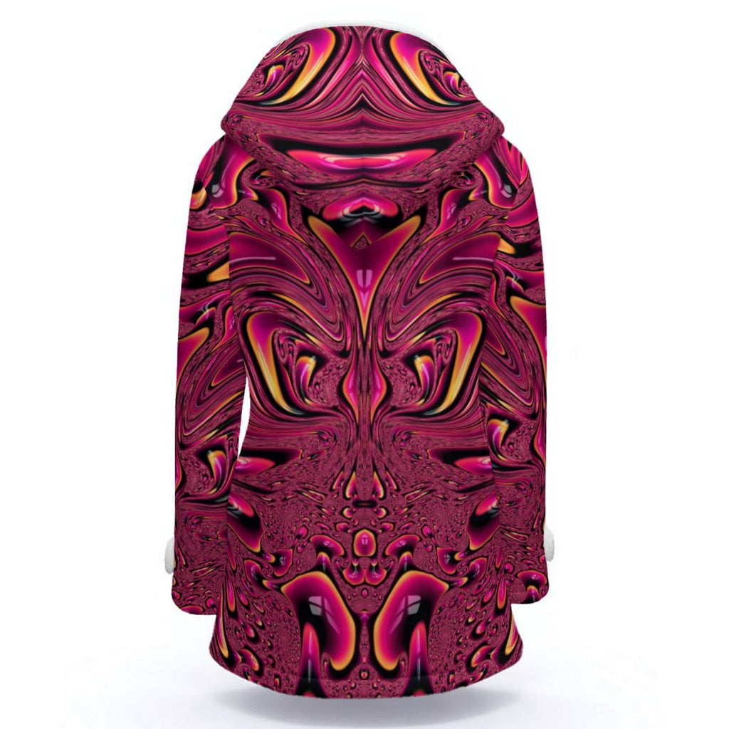 Fuchsia Swirl women's rave jacket side detail with pink psychedelic pattern