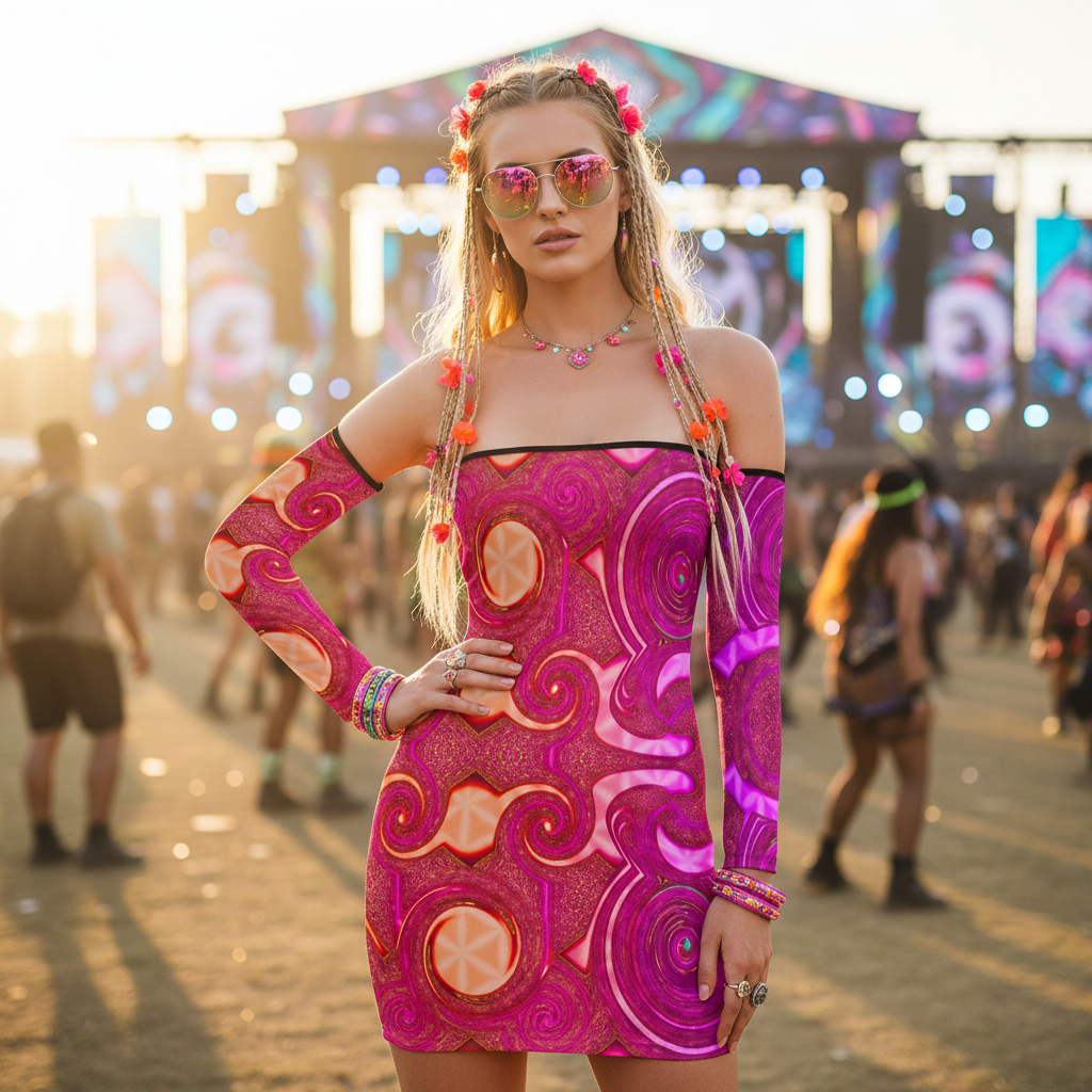 Lace-Up Tube Dress | Psy Swirl