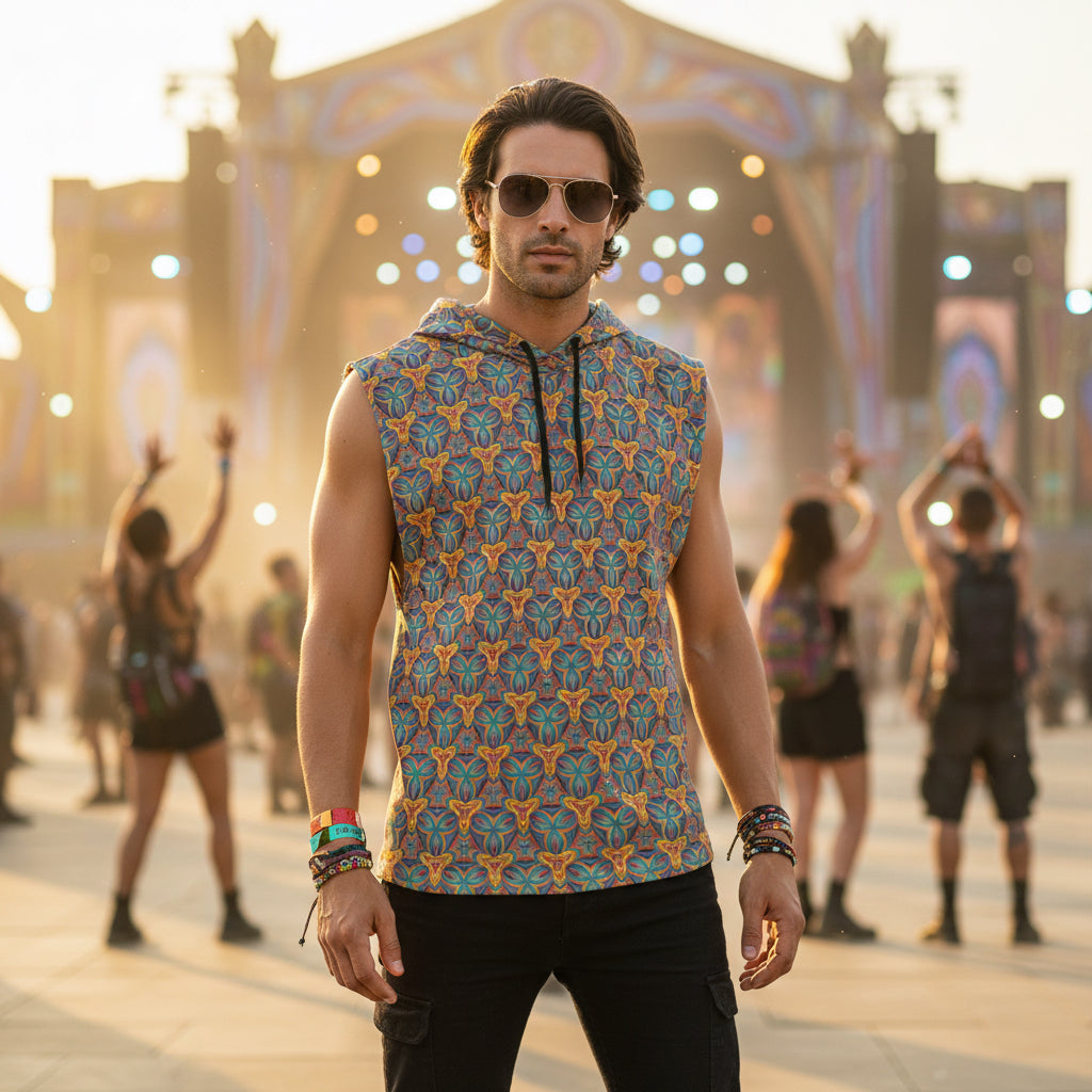 Fractal Blotter Men’s Sleeveless Hoodie