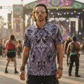 Crushed Velvet Polo Shirt | Cosmic Cross Silver