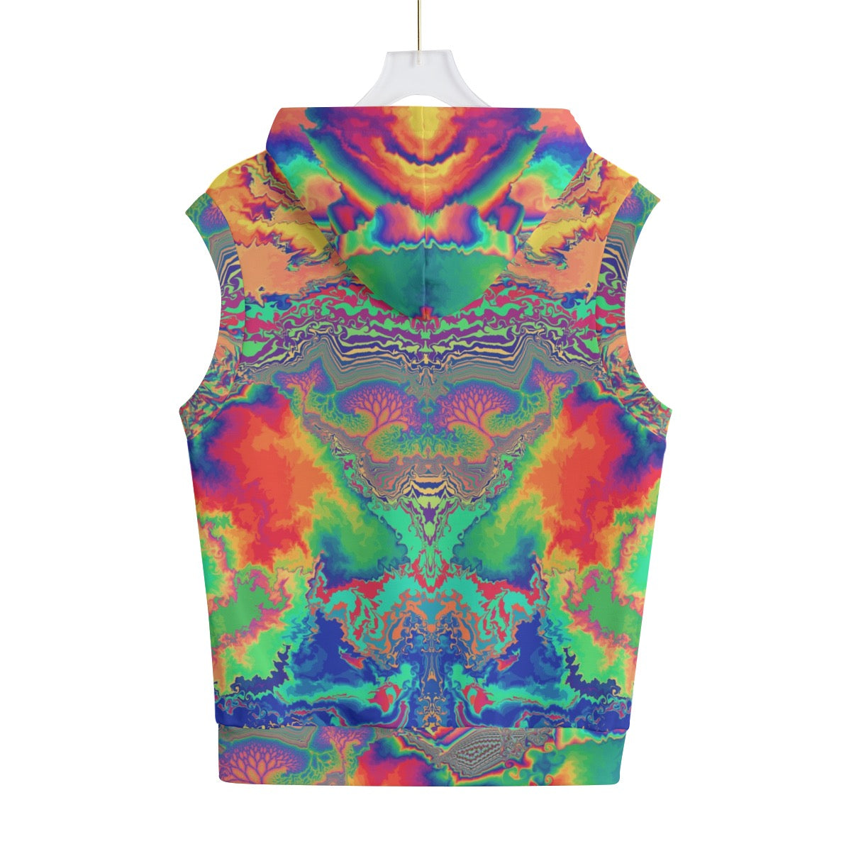 Acid Melt Cotton Sleeveless Pullover Hoodie Vest