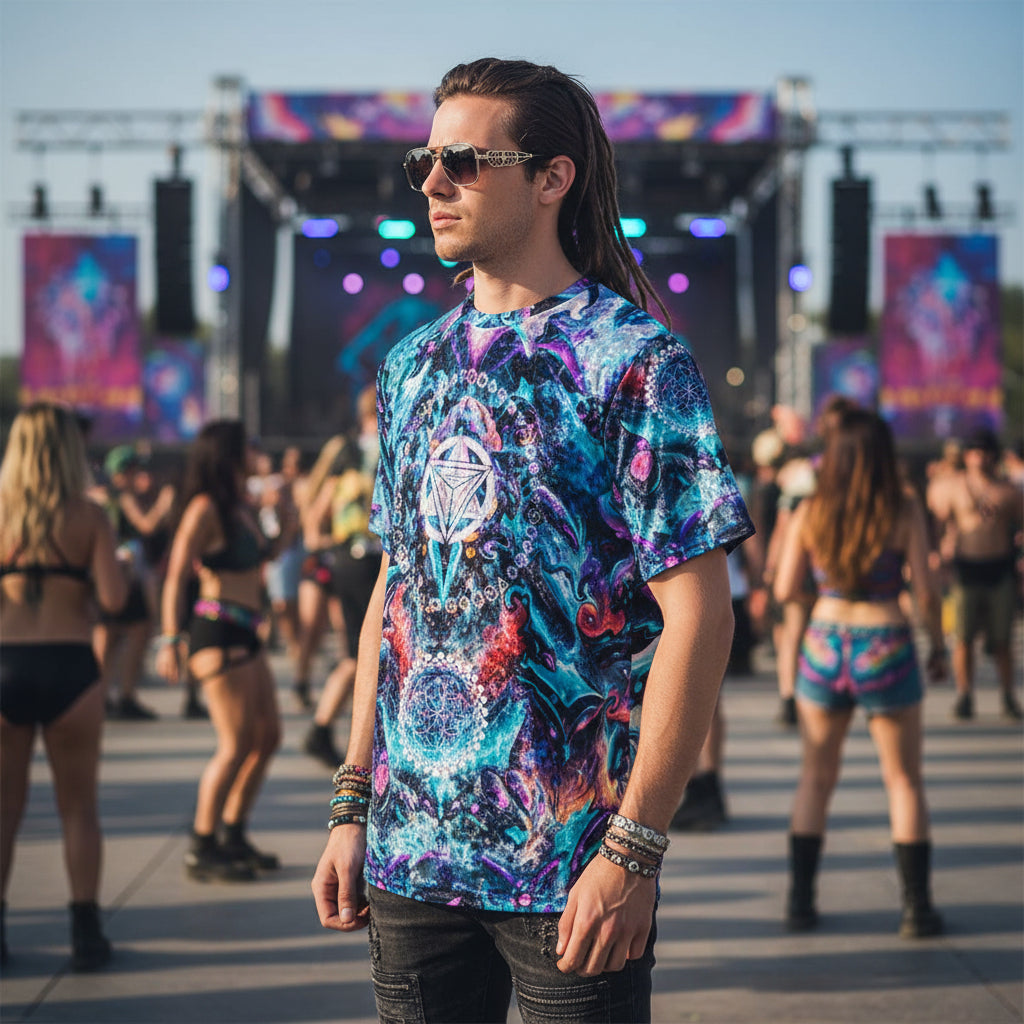 Crushed Velvet T-Shirt | Alien Cyber Punk Mech